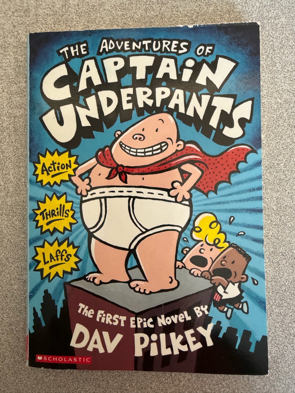 Scholastic Captain Underpants Comic-Style Cover in Blue and Red